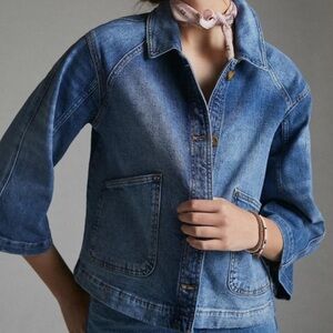 Pilcro Anthropologie Women’s Classic Denim Button-Up Chore Jacket Size Medium